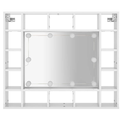 Badrumsspegel Spegelskåp LED Högglans Vit 91x15x76,5 cm