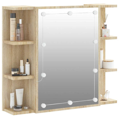 Badrumsspegel Spegelskåp LED Sonoma Ek 70x16,5x60 cm