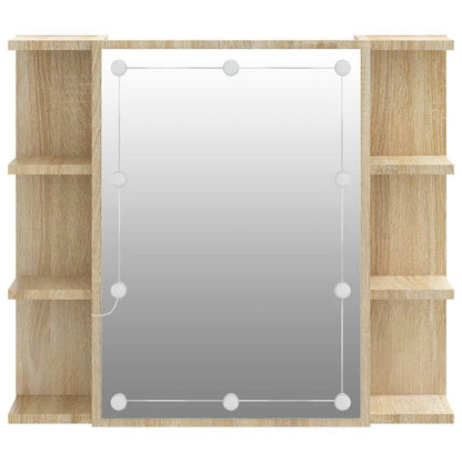 Badrumsspegel Spegelskåp LED Sonoma Ek 70x16,5x60 cm