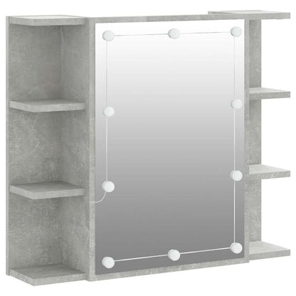Badrumsspegel Spegelskåp LED Betonggrå 70x16,5x60 cm