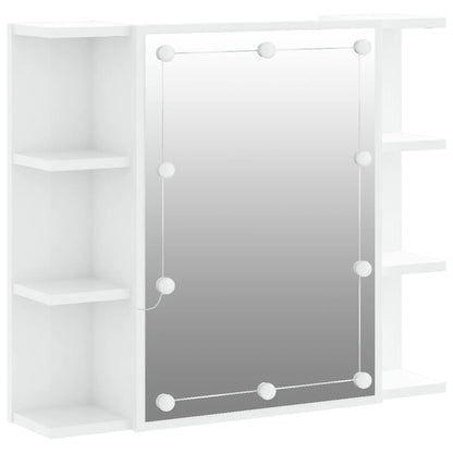 Badrumsspegel Spegelskåp LED Högglans Vit 70x16,5x60 cm