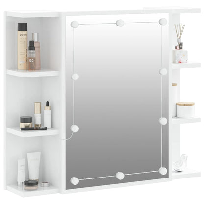 Badrumsspegel Spegelskåp LED Högglans Vit 70x16,5x60 cm