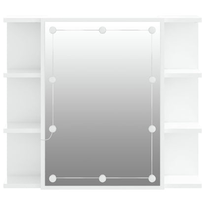 Badrumsspegel Spegelskåp LED Högglans Vit 70x16,5x60 cm