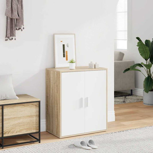 Skoställ Sonoma Ek Skoskåp Vit och 60x35x70 cm