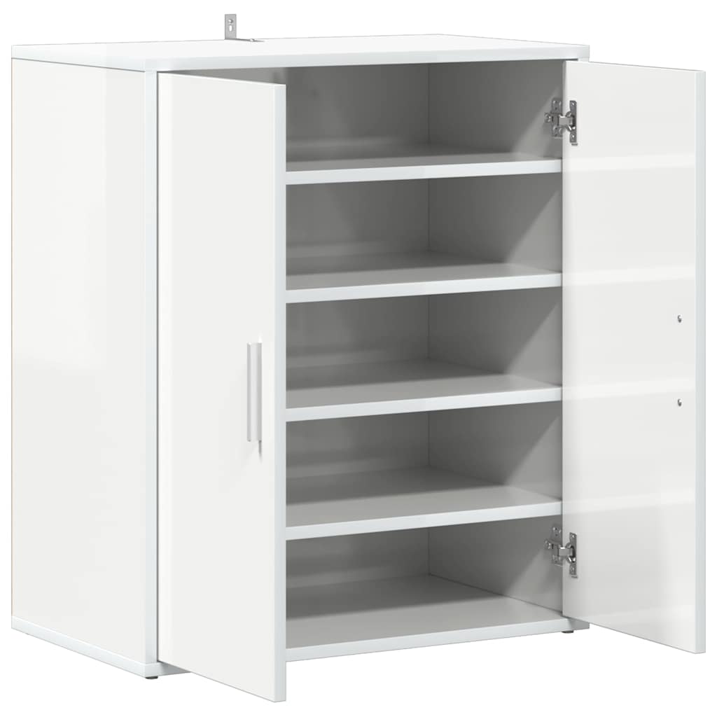 Skoställ Högglans Vit Skoskåp 60x35x70 cm
