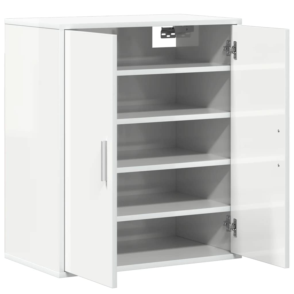 Skoställ Högglans Vit Skoskåp 60x35x70 cm