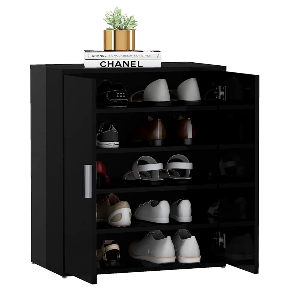 Skoställ Högglans Svart Skoskåp 60x35x70 cm