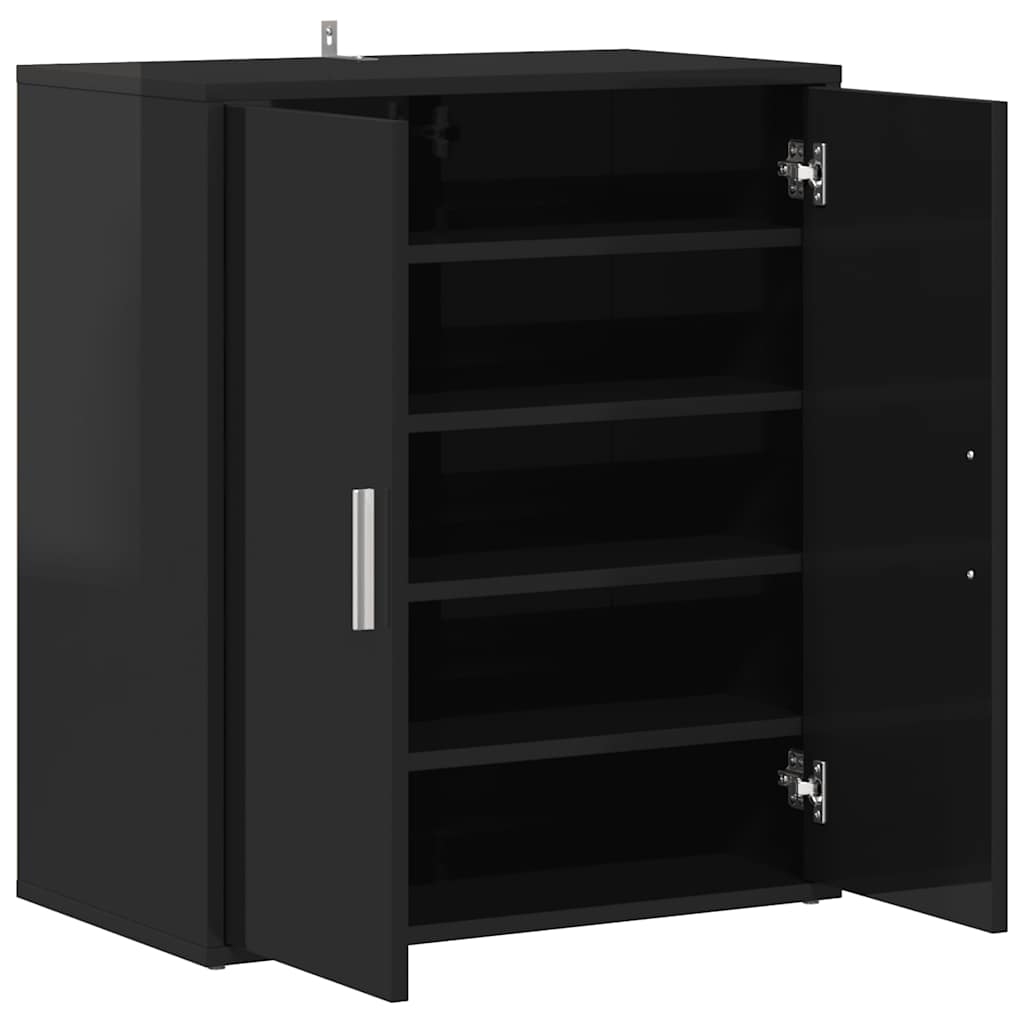 Skoställ Högglans Svart Skoskåp 60x35x70 cm