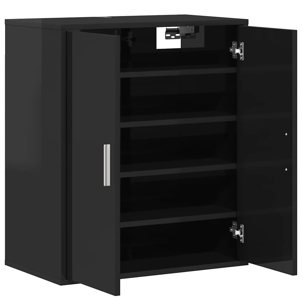 Skoställ Högglans Svart Skoskåp 60x35x70 cm