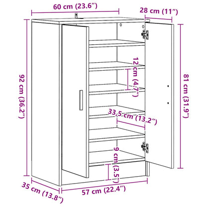 Skoskåp sonoma-ek 60x35x92 cm konstruerat trä