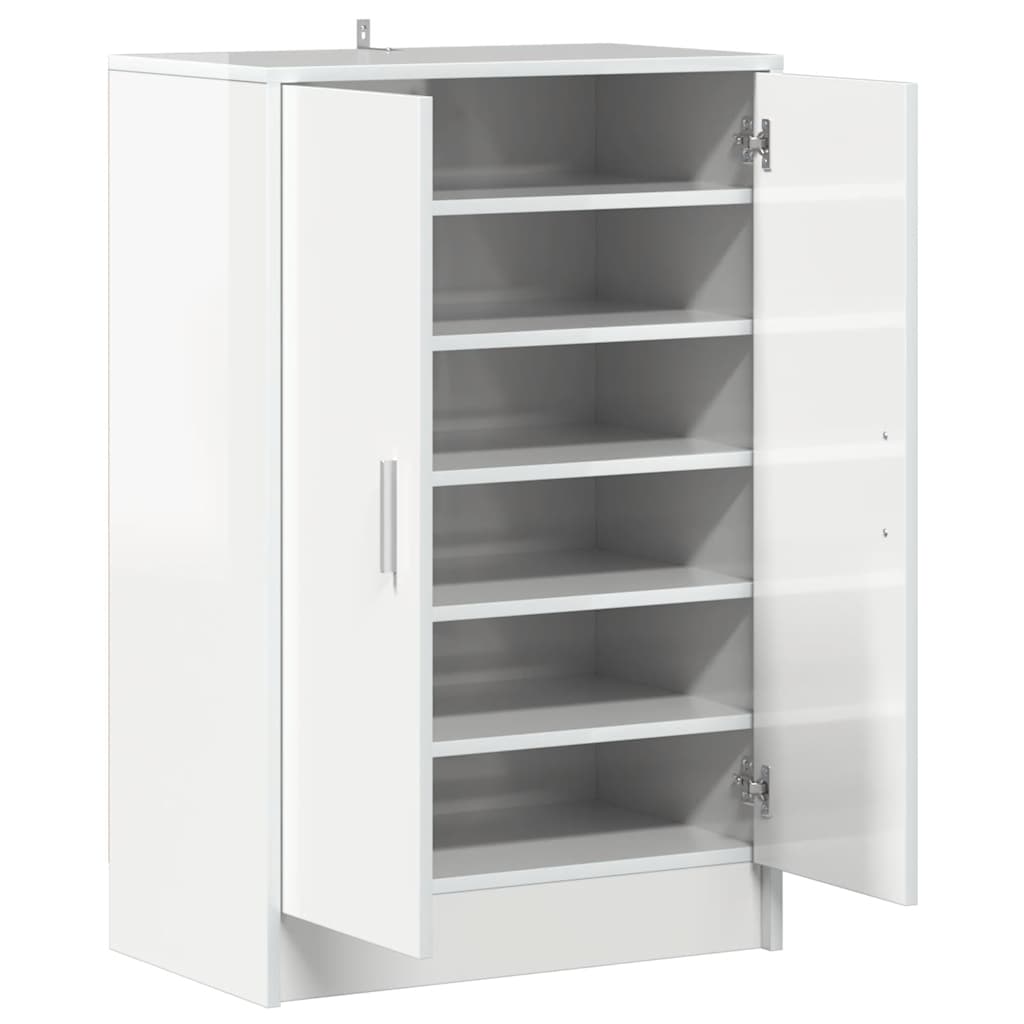 Skoställ Högglans Vit Skoskåp 60x35x92 cm