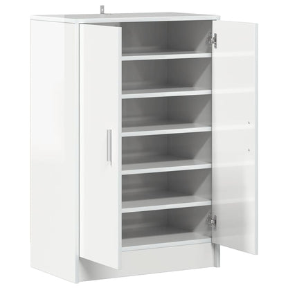 Skoställ Högglans Vit Skoskåp 60x35x92 cm