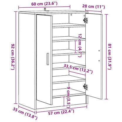 Skoställ Högglans Vit Skoskåp 60x35x92 cm