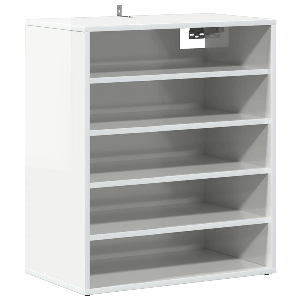 Skoställ Högglans Vit Skoskåp 60x35x70 cm