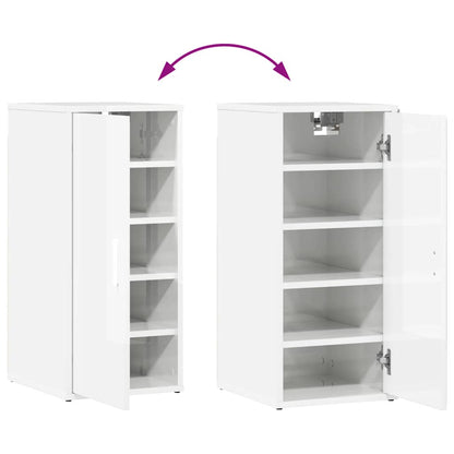 Skoställ Högglans Vit Skoskåp 32x35x70 cm