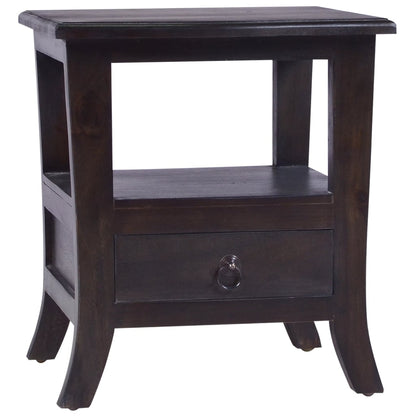 Sängbord blek svart 40x40x45 cm massiv mahogny