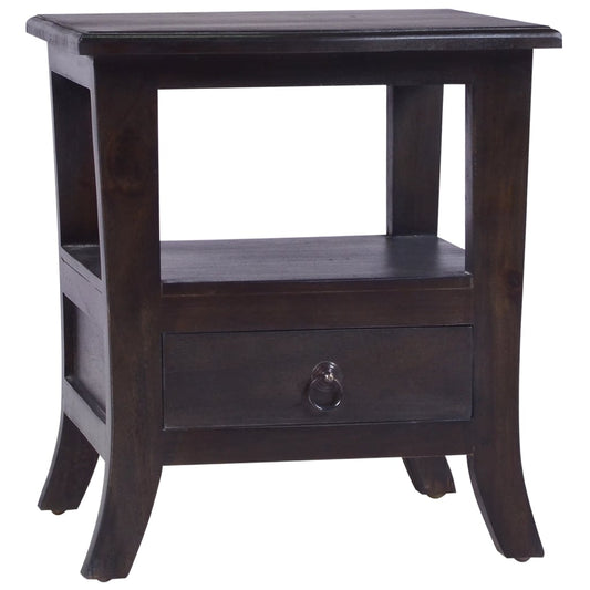 Sängbord blek svart 40x40x45 cm massiv mahogny