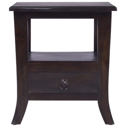 Sängbord blek svart 40x40x45 cm massiv mahogny