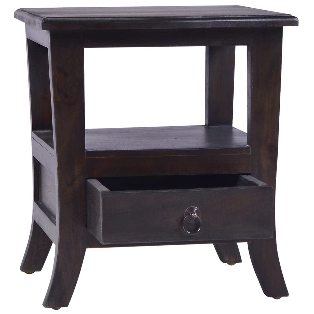 Sängbord blek svart 40x40x45 cm massiv mahogny
