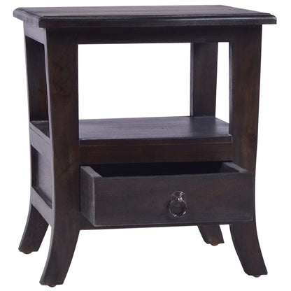 Sängbord blek svart 40x40x45 cm massiv mahogny