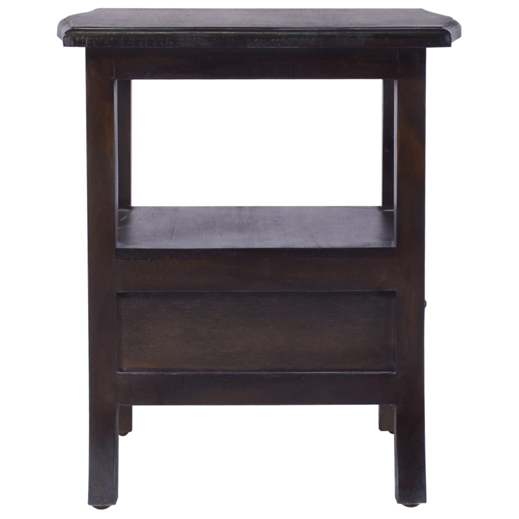 Sängbord blek svart 40x40x45 cm massiv mahogny