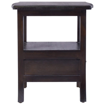 Sängbord blek svart 40x40x45 cm massiv mahogny
