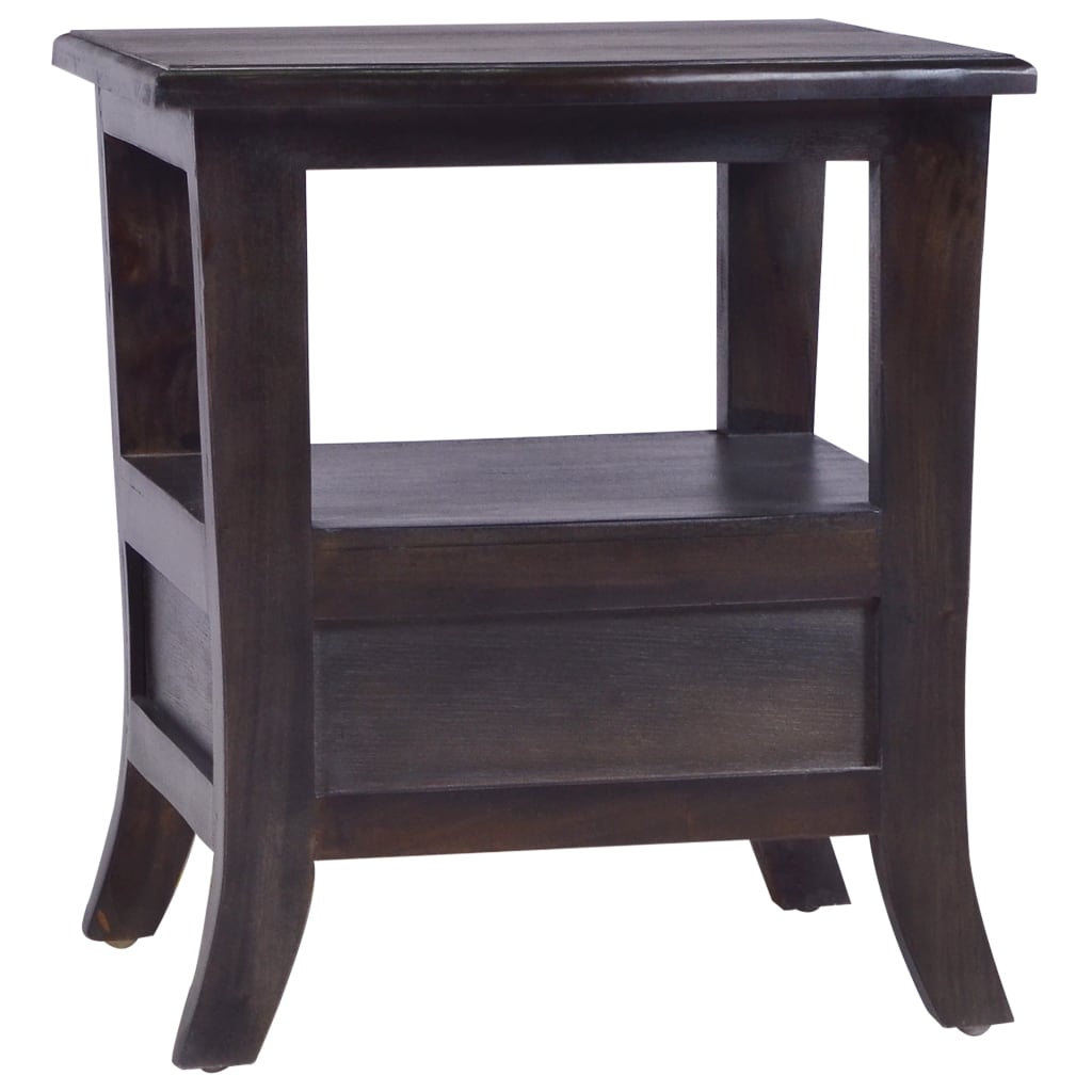 Sängbord blek svart 40x40x45 cm massiv mahogny