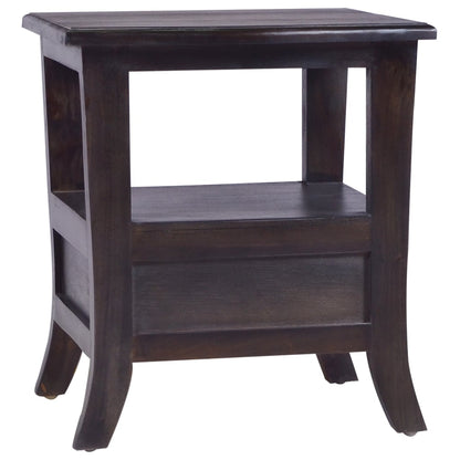 Sängbord blek svart 40x40x45 cm massiv mahogny