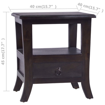 Sängbord blek svart 40x40x45 cm massiv mahogny