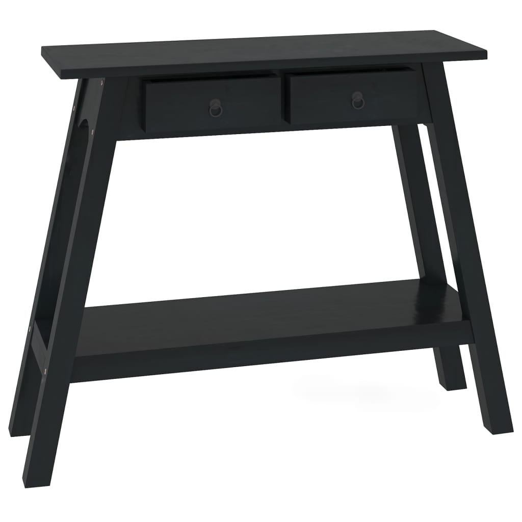 Avlastningsbord Konsollbord Svart med lådor 90x30x75 cm massiv mahogny