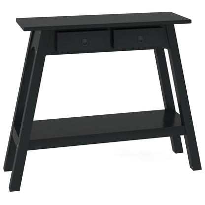 Avlastningsbord Konsollbord Svart med lådor 90x30x75 cm massiv mahogny