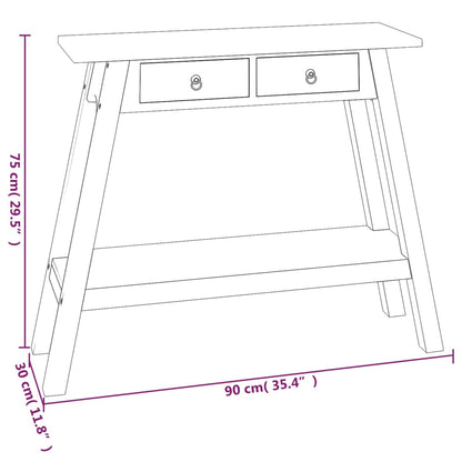 Avlastningsbord Konsollbord Svart med lådor 90x30x75 cm massiv mahogny