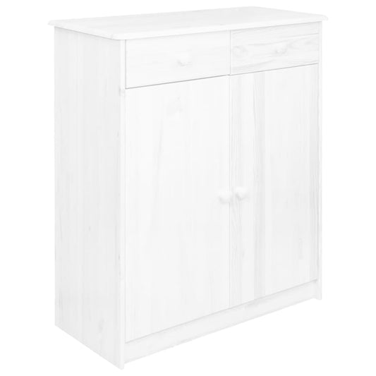 Skänk Trä med 2 lådor Vit 78x35x89 cm massiv furu