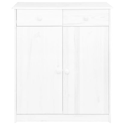 Skänk Trä med 2 lådor Vit 78x35x89 cm massiv furu
