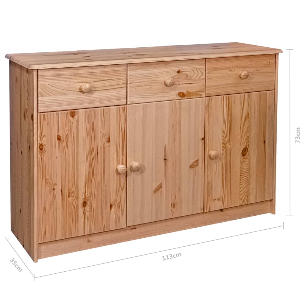 Skänk Trä med 3 lådor 113x35x73 cm massiv furu