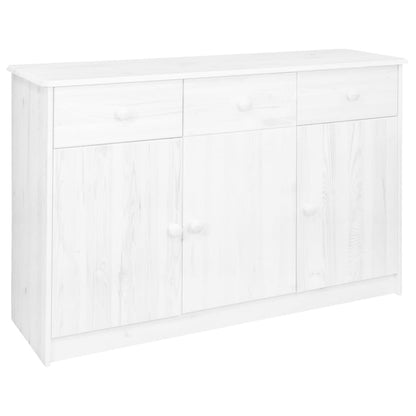 Skänk Trä med 3 lådor Vit 113x35x73 cm massiv furu