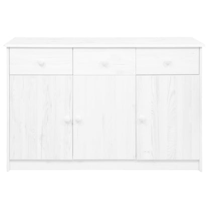 Skänk Trä med 3 lådor Vit 113x35x73 cm massiv furu