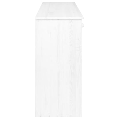 Skänk Trä med 3 lådor Vit 113x35x73 cm massiv furu