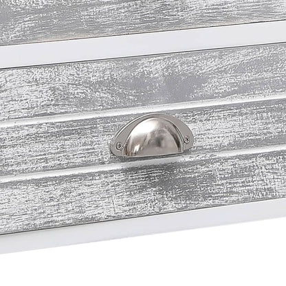 TV-Möbel Grå Vit TV-Bänk 108x30x40 cm massivt kejsarträ