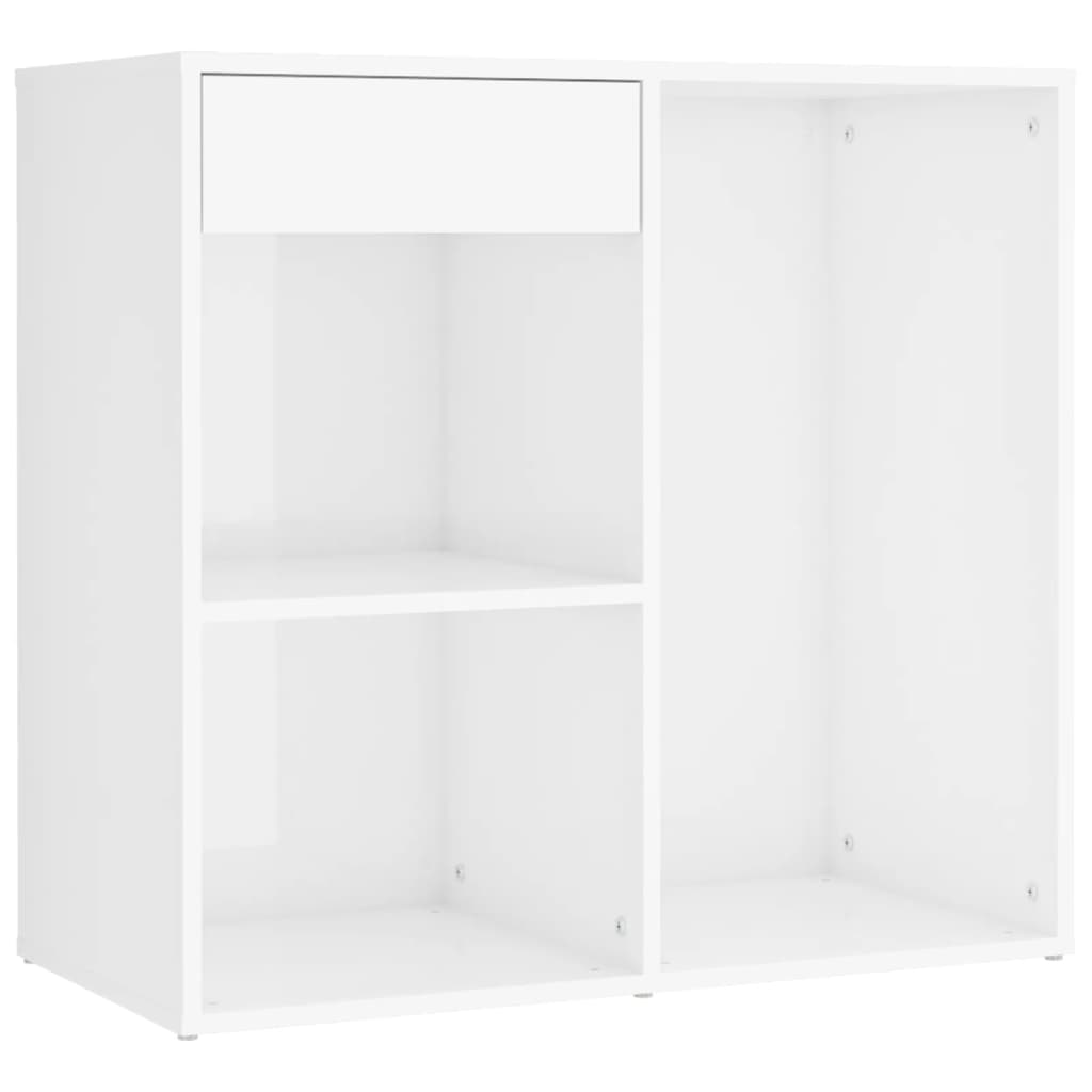 Sminkbord LED med skåp Högglans Vit