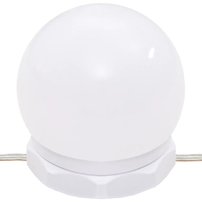 Sminkbord LED med skåp Högglans Vit