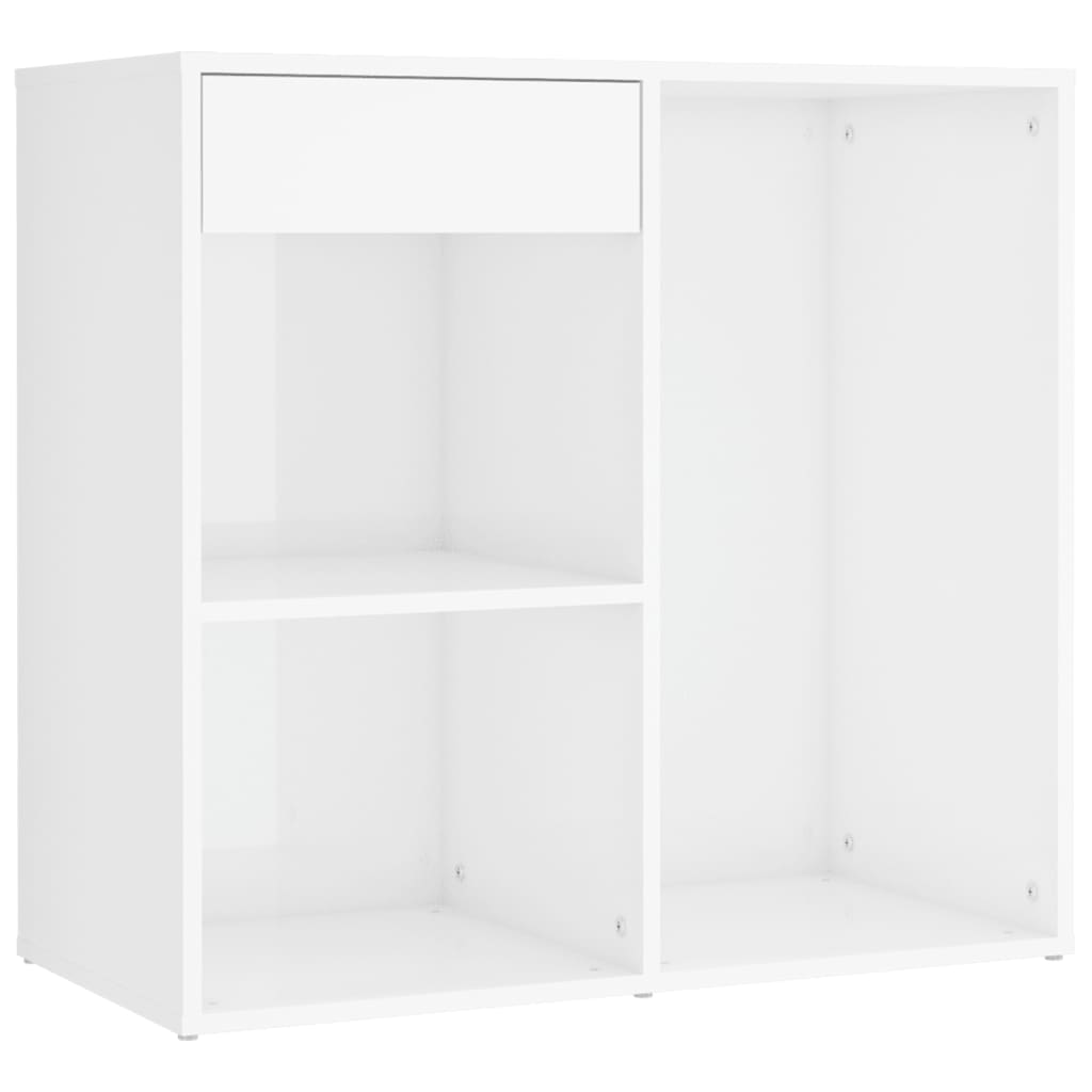 Sminkbord LED med skåp 2 Högglans Vit