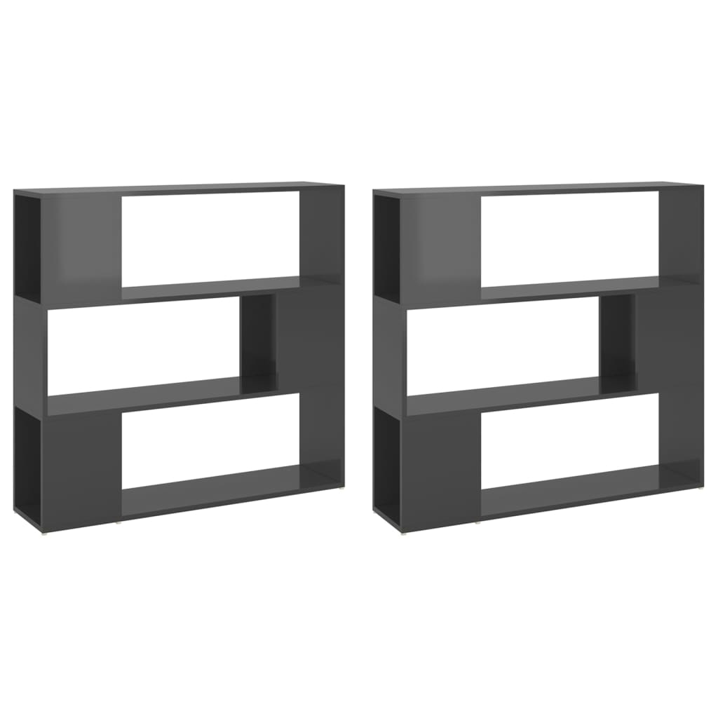 Bokhylla Högglans Grå Rumsavdelare 100x24x188 cm