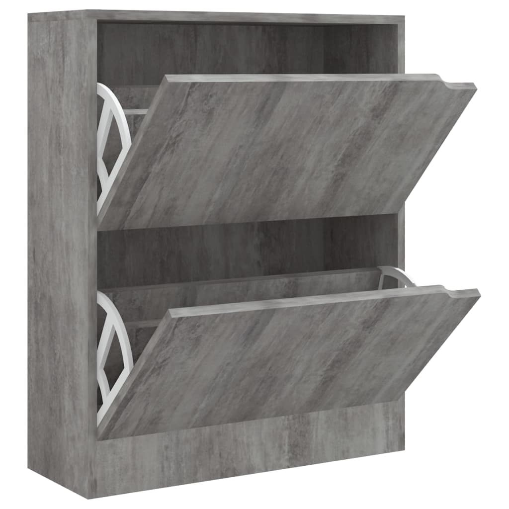 Skoställ Betonggrå Skoskåp med 2 dörrar 59x24x74 cm