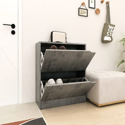 Skoställ Betonggrå Skoskåp med 2 dörrar 59x24x74 cm