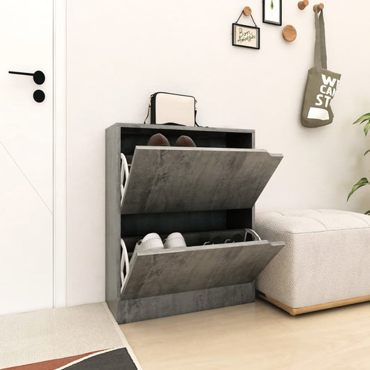 Skoställ Betonggrå Skoskåp med 2 dörrar 59x24x74 cm