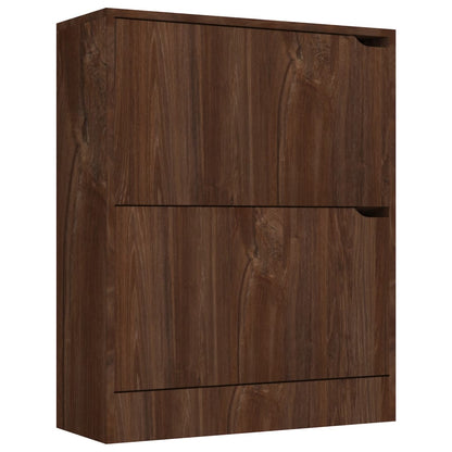 Skoställ Brun Ek Skoskåp med 2 dörrar 59x24x74 cm