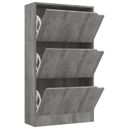 Skoställ Betonggrå Skoskåp med 3 dörrar 59x24x105 cm