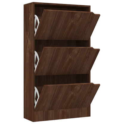 Skoställ Brun Ek Skoskåp med 3 dörrar 59x24x105 cm