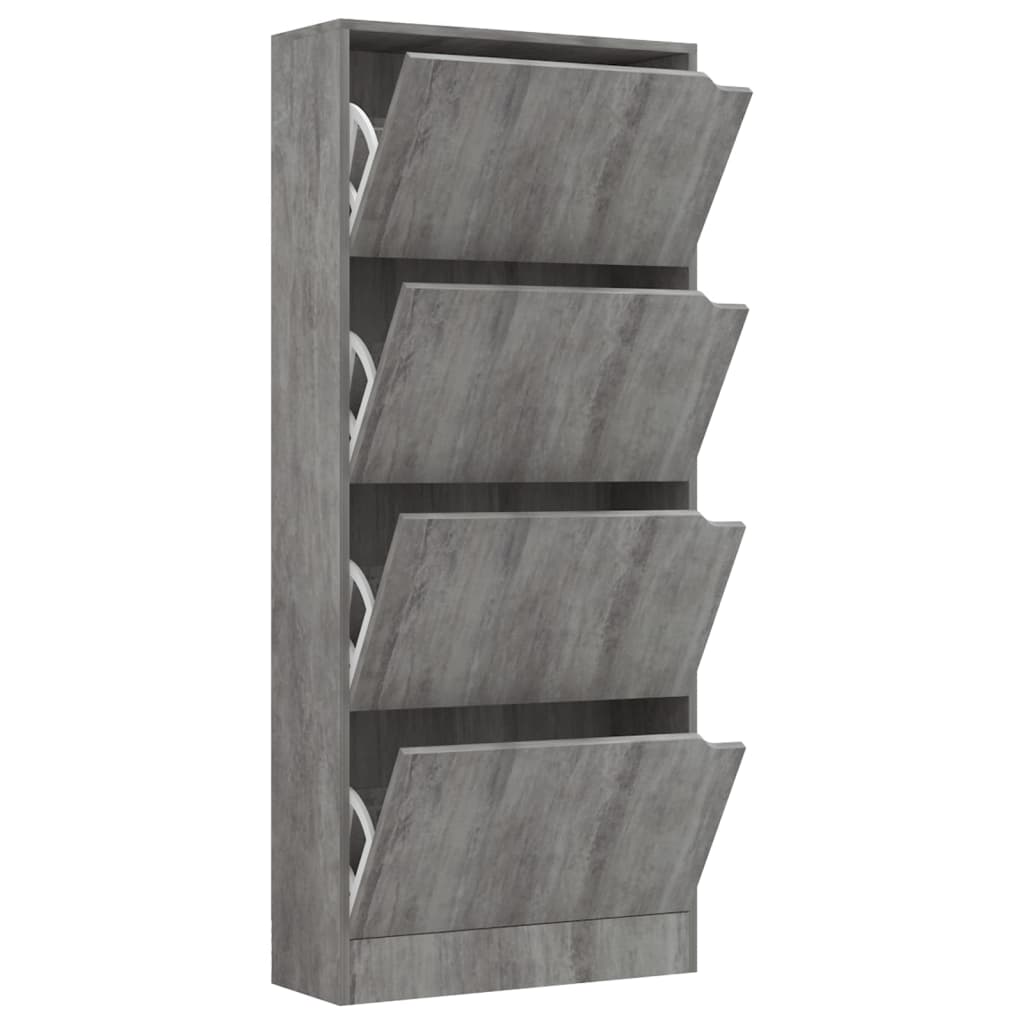 Skoställ Betonggrå Skoskåp med 4 dörrar 59x24x136 cm